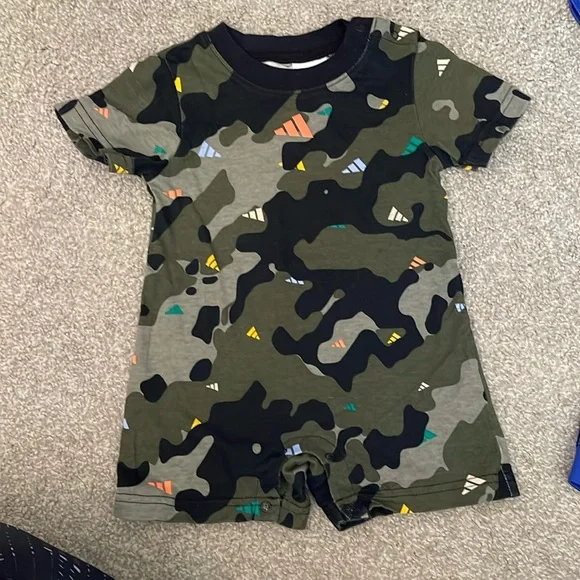adidas One Pieces Baby Boys Short Sleeve Camouflage Printed